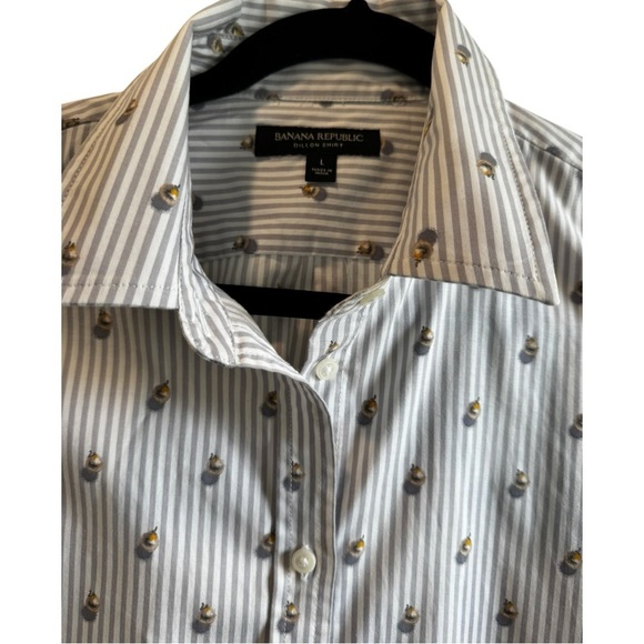 Banana Republic Women’s Dress Shirt – Printed Pearls, Size L - Picture 3 of 7